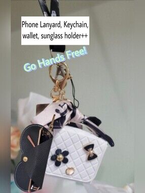 Lanyard For Black and White Pouch Bag, Phone Holder, Keys, Sunglasses++